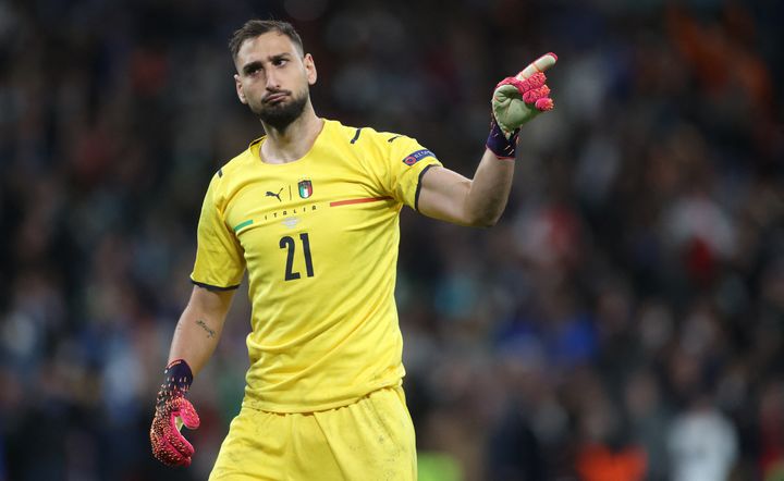 Gianluigi Donnarumma lors de la demi-finale entre l'Italie et l'Espagne, le 6 juillet à Londres (CARL RECINE / AFP)