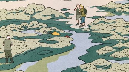 "Les algues vertes" dessinées par Pierre Van Hove dans la BD d'enquête réalisée avec la journaliste Inès Léraud. (DELCOURT)