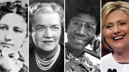 Victoria Woodhull, Margaret Chase Smith, Shirley Anita Chisholm et Hillary Clinton se sont toutes les quatre lancées à l'assaut de la Maison Blanche. (SIPA)