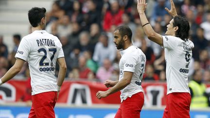 Les Parisiens Javier Pastore, Lucas et Edinson Cavani (VALERY HACHE / AFP)