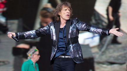 Mick Jagger et Keith Richards, des Rolling Stones, lors d'un concert &agrave; Berlin&nbsp;(Allemagne), le 10 juin 2014.&nbsp; (JORG CARSTENSEN / DPA / AFP)