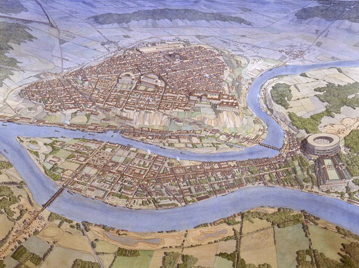 Perspective de l’agrandissement de la Presqu’île, gravure sur cuivre, d’après un dessin de Jean-Baptiste Lallemand, 1776
 (Coll. musées Gadagne)