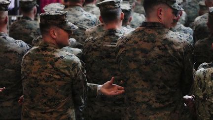 Des soldats américains lors de la cérémonie d'ouverture des exercices militaires conjoints entre les Philippines et les Etats-Unis, à Quezon City, le 11 avril 2023. (AARON FAVILA / AP)