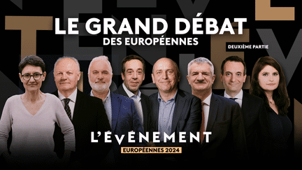 (de gauche à droite) Nathalie Arthaud, François Asselineau, Jean-Marc Governatori, Guillaume Lacroix, Pierre Larrouturou, Jean Lassalle, Florian Philippot, Hélène Thouy, (FRANCE TELEVISIONS)