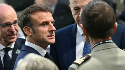 Emmanuel Macron au sommet de l'Otan, le 11 juillet 2024 à Washington, aux États-Unis. (SAUL LOEB / AFP)