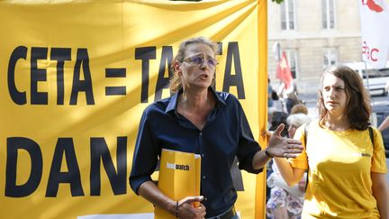 Karine Jacquemart,&nbsp;directrice générale de l'association Foodwatch, le 16 juillet 2019. (LEON TANGUY / MAXPPP)