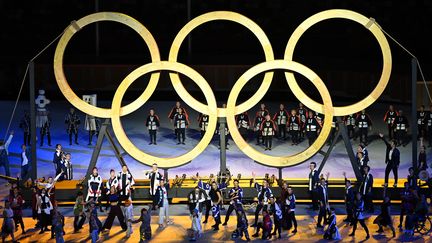 Lors de la cérémonie d'ouverture des JO de Tokyo (Japon), le 23 juillet 2021. (DYLAN MARTINEZ / AFP)