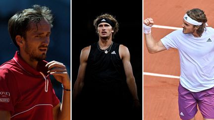 Daniil Medvedev, Stefanos Tsitsipas et Alexander Zverev sont sur les courts mardi 8 juin.&nbsp; (AFP)