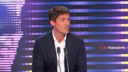 Aurélien Pradié,&nbsp;secrétaire général des Républicains et député du Lot, sur franceinfo, samedi 3 septembre 2022. (FRANCEINFO / RADIOFRANCE)