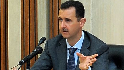 Bachar Al-Assad, le pr&eacute;sident syrien, le 17 ao&ucirc;t 2011, &agrave; Damas (Syrie). (SANA / AFP)