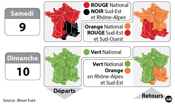 &nbsp; (Les prévisions de circulation de Bison Futé © Idé)