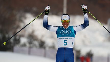 La skieuse suédoise Charlotte Kalla à Pyeongchang (Corée du Sud), le 10 février 2018. (ODD ANDERSEN / AFP)