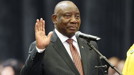 Le président sud-africain Cyril Ramaphosa a été réélu, le 14 juin 2024. (WIKUS DE WET / AFP)