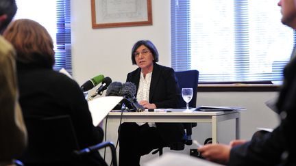 L'experte sud-africaine Rashida Manjoo,&nbsp;rapporteuse sp&eacute;ciale de l'ONU sur les violences faites aux femmes, lors d'une conf&eacute;rence de presse &agrave; Londres (Royaume-Uni), le 15 avril 2014. (CARL COURT / AFP)