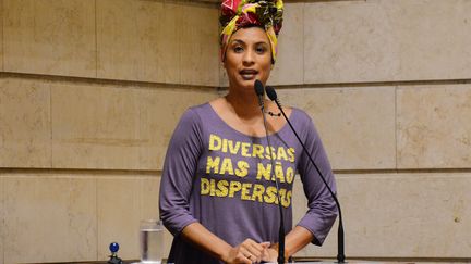 La conseillère municipale et militante Marielle Franco, le 28 novembre 2017 à Rio de Janerio (Brésil).&nbsp; (MARIO VASCONCELLOS / RIO DE JANEIRO MUNICIPAL CHAMBER / AFP)