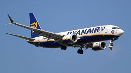 Un avion Ryanair atterrit à Barcelone, en Espagne, le 7 août 2024. (URBANANDSPORT / NURPHOTO / AFP)