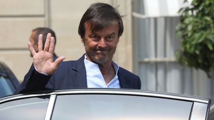 Nicolas Hulot quitte le palais de l'Elysée, le 23 mai 2018 à Paris. (LUDOVIC MARIN / AFP)