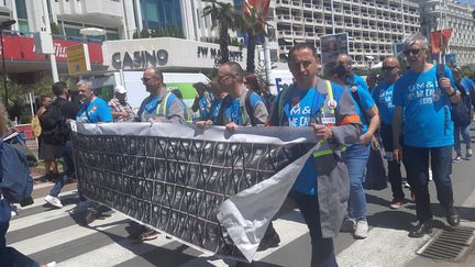 "Les GM&amp;S" ont fait sensation sur la Croisette, à Cannes, pour la promotion du film de Lech Kowalski "On va tout péter", jeudi 16 mai 2019.&nbsp; (ISABELLE RAYMOND / RADIO FRANCE)