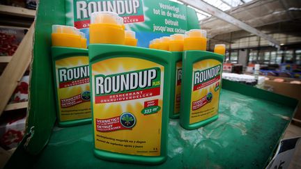 Des bouteilles de Roundup dans une boutique de Lille, en septembre 2017. (ALEXIS CHRISTIAEN (PIB) / MAXPPP)