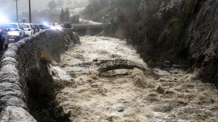 L'Agly en crue au niveau des gorges de la fou sur la commune de Saint-Paul-de-Fenouillet, le 22 janvier 2020. (NICOLAS PARENT / MAXPPP)