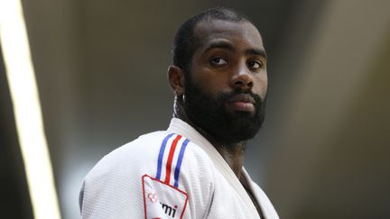 Teddy Riner, le 17 ao&ucirc;t 2015, lors d'un s&eacute;ance d'entra&icirc;nement &agrave; l'Insep &agrave; Paris. (THOMAS SAMSON / AFP)