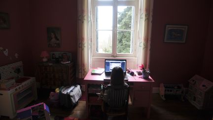 Une enfant devant son ordinateur, à Chisseaux (Indre-et-Loire), le 27 février 2013. (AFP)