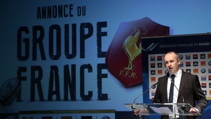 Le s&eacute;lectionneur du XV de France Philippe Saint-Andr&eacute; &agrave; la F&eacute;d&eacute;ration fran&ccedil;aise de rugby &agrave; Paris le 15 janvier 2015. (JACQUES DEMARTHON / AFP)