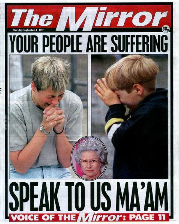 La une du tabloïd britannique "The Mirror", le 4 septembre 1997.&nbsp; (THE MIRROR)