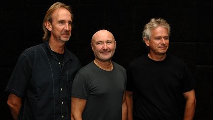 Mike Rutherford, Phil Collins et Tony Banks de Genesis le 5 septembre 2007 à Toronto (Canada), peu avant d'entamer le volet nord américain de leur tournée "Turn it On Again". (DARRYL JAMES / GETTY IMAGES NORTH AMERICA)