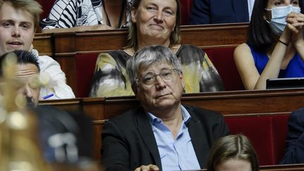 Le député LFI Eric Coquerel, président de la commission des finances de l'Assemblée nationale, dans l'hémicycle de l'Assemblée, le 6 juillet 2022. (DANIEL PIER / NURPHOTO / AFP)