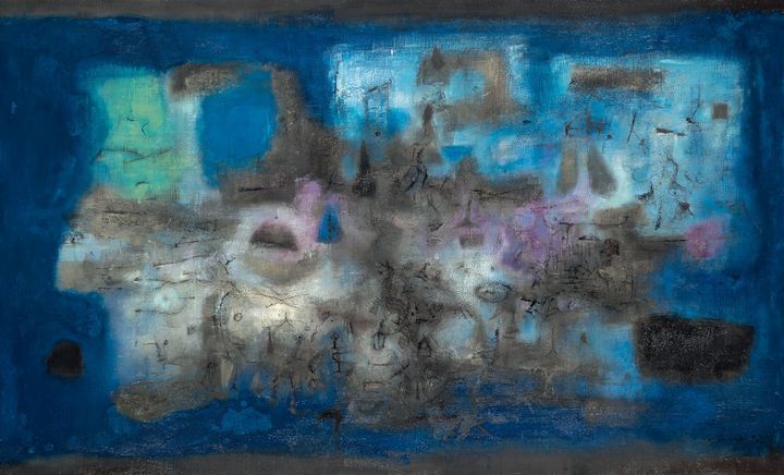 Zao Wou-Ki&nbsp;"Ville engloutie", 1955,&nbsp;Collection particulière&nbsp; (© Adagp, Paris, 2021, photo: Antoine Mercier)