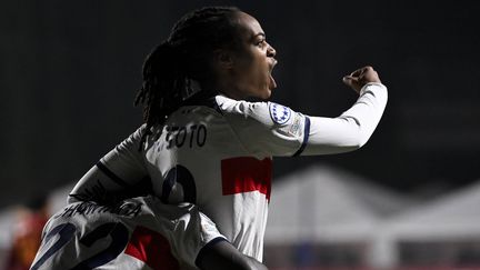 Marie-Antoinette Katoto buteuse face à l'AS Roma, mercredi 20 décembre 2023 en Ligue des champions. (SIPA)