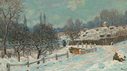 Alfred Sisley, " Route de Louveciennes - effet de neige" (détail)  1874, huile sur toile, 65 x 92 cm, Museum Barberini, Coll. Hasslo Plattner, Potsdam
 ( © 2016 Museum Barberini)