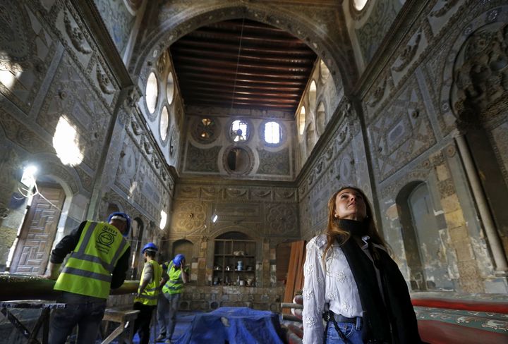 Rania Kataf dans le palais Ottoman "Beit al-Quwatli", dans le quartier historique de Damas, 11 novembre 2020&nbsp; (LOUAI BESHARA / AFP)