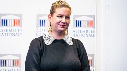 La présidente du groupe LFI à l'Assemblée nationale, Mathilde Panot, à l'Assemblée, le 30 janvier 2023. (AMAURY CORNU / HANS LUCAS / AFP)