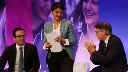 &nbsp; (Benoît Hamon, Najat Vallaud-Belkacem et Vincent Peillon, aux journées de Refondation de l'école de la République, à Paris. © MaxPPP)