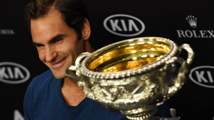 Roger Federer en conférence de presse après sa victoire (WILLIAM WEST / AFP)