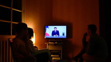 L'allocution d'Emmanuel Macron annonçant le confinement le 28 octobre 2020. (FRANCK DUBRAY / MAXPPP)