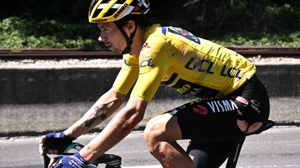 Primoz Roglic est éraflé sur tout le flanc gauche. (ANNE-CHRISTINE POUJOULAT / AFP)