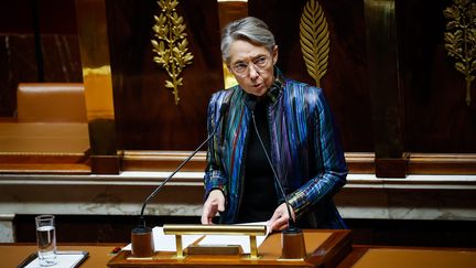 La Première ministre Elisabeth Borne devant l'Assemblée Nationale le 6 décembre 2022.&nbsp; (THOMAS PADILLA / MAXPPP)