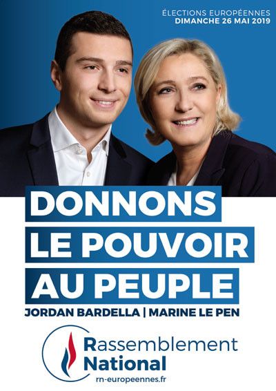 L'affiche de la liste du Rassemblement national pour les européennes 2019. (FRANCEINFO)