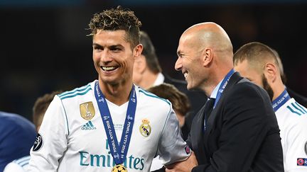 Le joueur portugais Cristiano Ronaldo, lors de la victoire de son club, le Real Madrid, en finale de la Ligue des Champions, le 26 mai2018 à Kiev (Ukraine). (FRANCK FIFE / AFP)