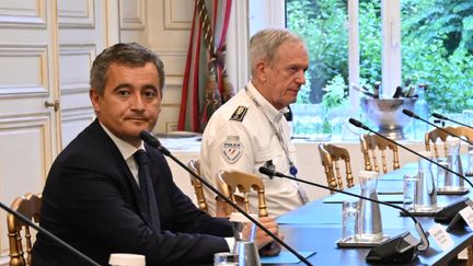 Le ministre de l'Intérieur Gérald Darmanin, place Beauvau, à Paris, le 27 juillet 2023. (BERTRAND GUAY / AFP)