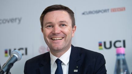 David Lappartient lors d'une conférence de presse à Berlin, le 1er mars 2020. (SEBASTIAN GOLLNOW / AFP)