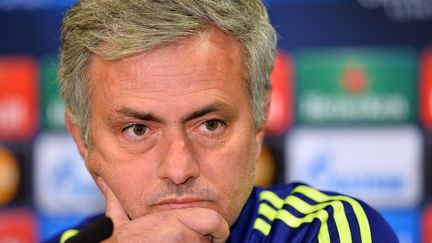 L'entra&icirc;neur de Chelsea Jos&eacute; Mourinho lors de la conf&eacute;rence de presse &agrave; Stamford Bridge, &agrave; Londres, le 10 mars 2015. (GLYN KIRK / AFP)