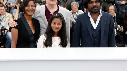 Kalieaswari Srinivasan, Jacques Audiard, Claudine Vinasithamby et Jesuthasan Antonythasan
 (VALERY HACHE / AFP)