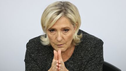 La présidente des députés du Rassemblement national, Marine Le Pen, le 14 septembre 2024 à Paris. (LUDOVIC MARIN / AFP)