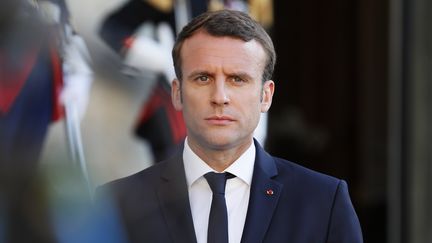 Le président français Emmanuel Macron s'exprime à l'Elysée, le 21 mai 2017. (THOMAS SAMSON / AFP)