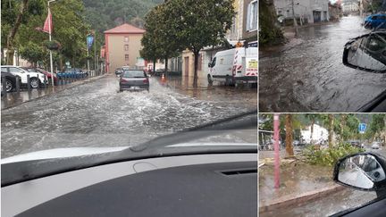 Le centre-ville de Foix (Ariège) a été touché par des inondations, le 8 juillet 2019.&nbsp; (MATTHIAS COP / METEO PYRENEES / TWITTER)