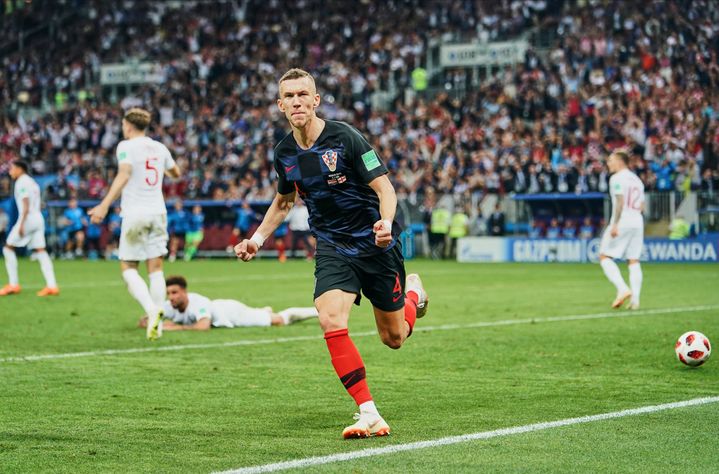 Ivan Perisic célèbre son but face à l'Angleterre en demi-finale de la Coupe du monde, le 11 juillet 2018 (ULRIK PEDERSEN / NURPHOTO)